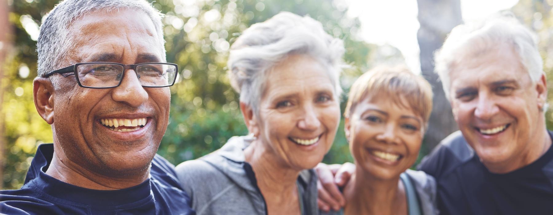 a group of people smiling